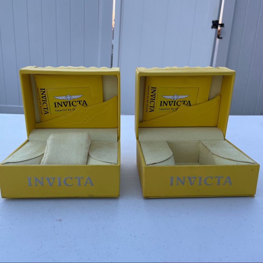 Invicta Yellow Classic Wave Empty Watch Box Display Case Storage Lot Bundle of 2